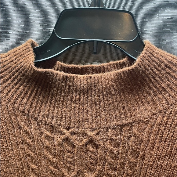 A loves A tear drop mock neck balloon sleeve sweater Knit Dress in Rich Brown - Picture 6 of 8